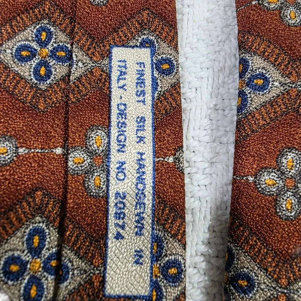 Omaggio by Roberto Talbott Silk Necktie Burgundy Blue‎ Hand-Stitched Italy